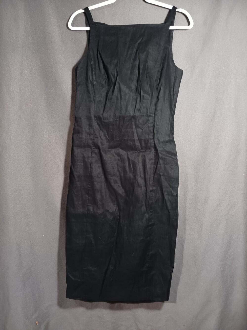 J.Crew Womans High-neck sheath dress in stretch linen blend black size 6 NWT